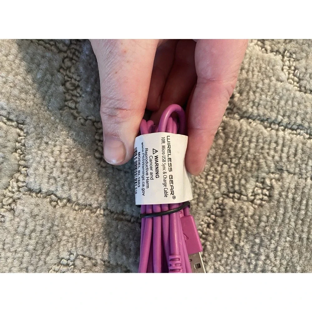 Wireless Gear 10ft Micro USB Charging Cable Purple Android Charger Long Cord